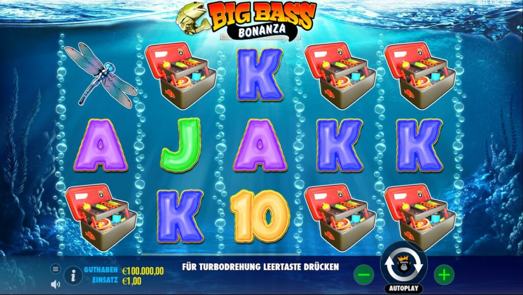 Bildschirmfoto des Spielautomaten Big Bass Bonanza
