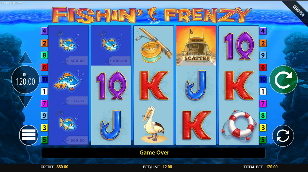 Bildschirmfoto des Spielautomaten Fishin' Frenzy